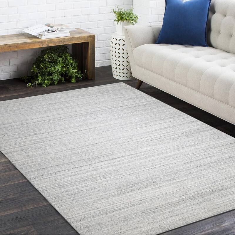 Overton Handmade Modern Contemporary Striped Area Rug - 5' x 8' - Ivory
