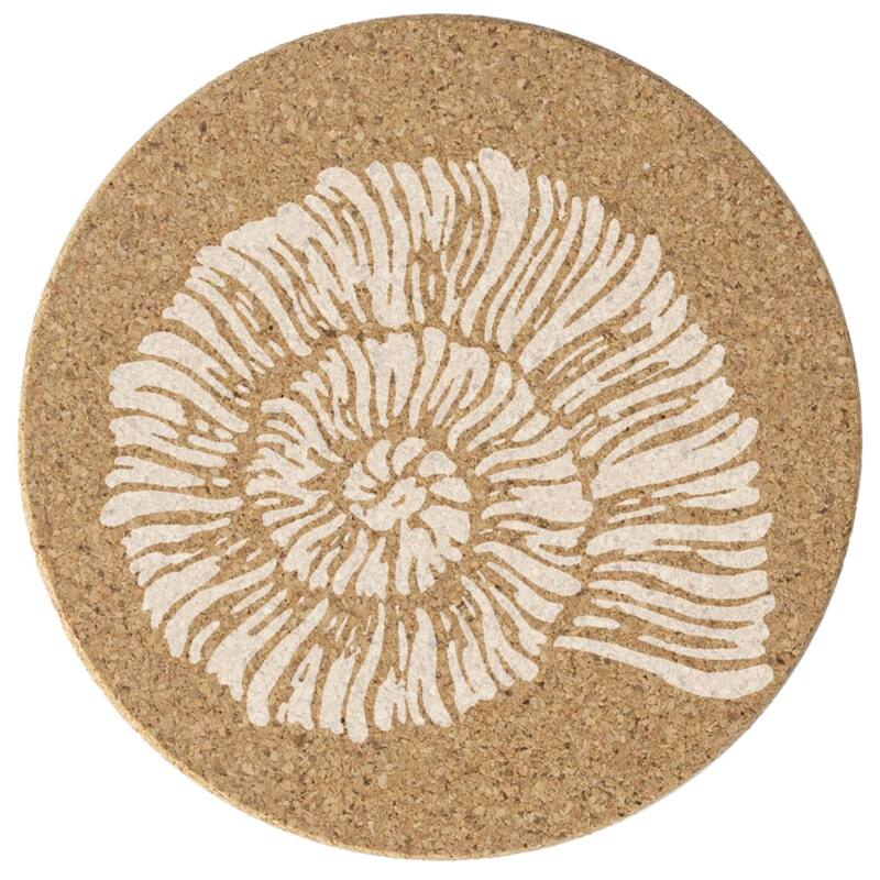 Seashell 4 Pack Absorbent Cork Coaster Made in The USA 4" Round - Multi