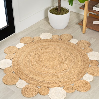 JONATHAN Y Aurora Geometric Jute Circle Area Rug