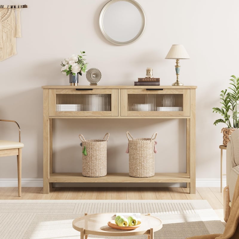 Entryway Table with 2 Glass Drawers
