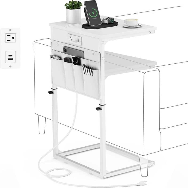 Small Sofa Table Laptop Couch Desk - White