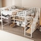preview thumbnail 6 of 14, Full Size Metal Loft Bed with Staircase,Two 4-Tier Shelves,Low Table With 2 Mesh Shelves