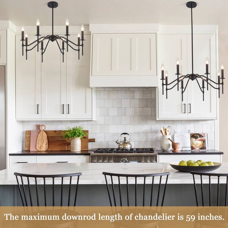 8-Light Hanging Candlestick Linear Foyer Chandelier Lighting Fixture Island Chandelier for Dining Room