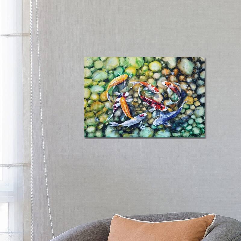 iCanvas "Eight Koi Fish Playing With Bubbles" by Zaira Dzhaubaeva Canvas Print - 18x26x1.5