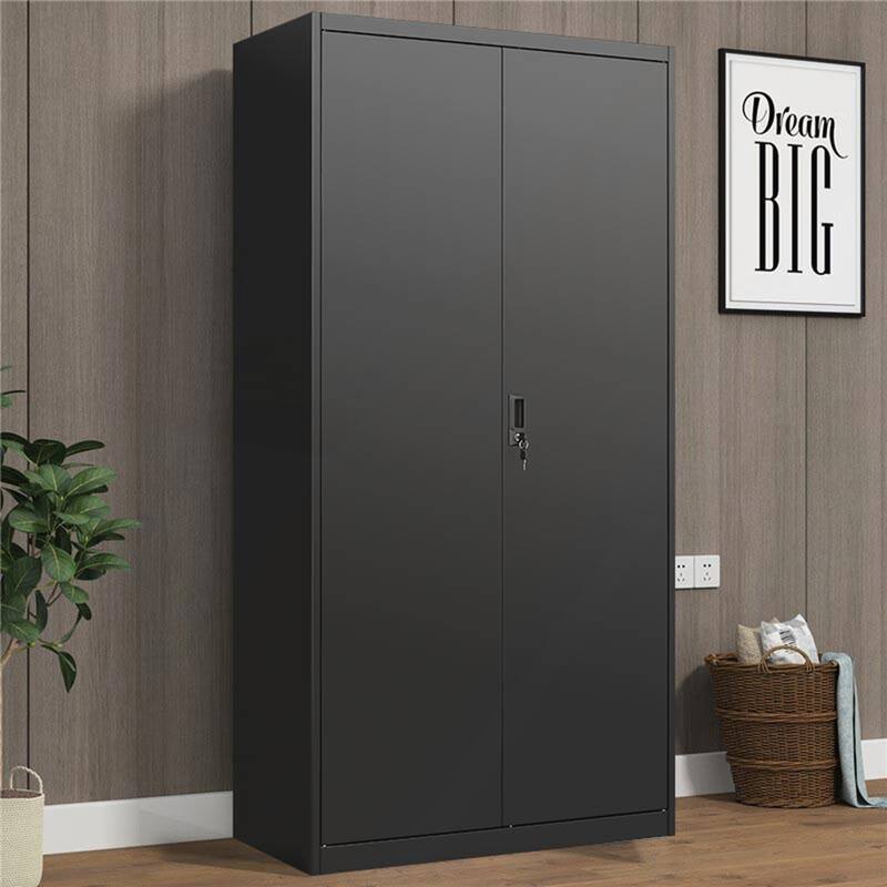 Metal Wardrobe Cabinet with Hanging Rod and Lock
