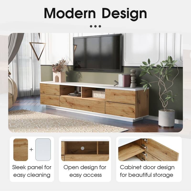 Modern TV Stand Versatile Storage Function TV Stand, for TVs Up to 80" with Door Rebound Device, for Living Room, Bedroom