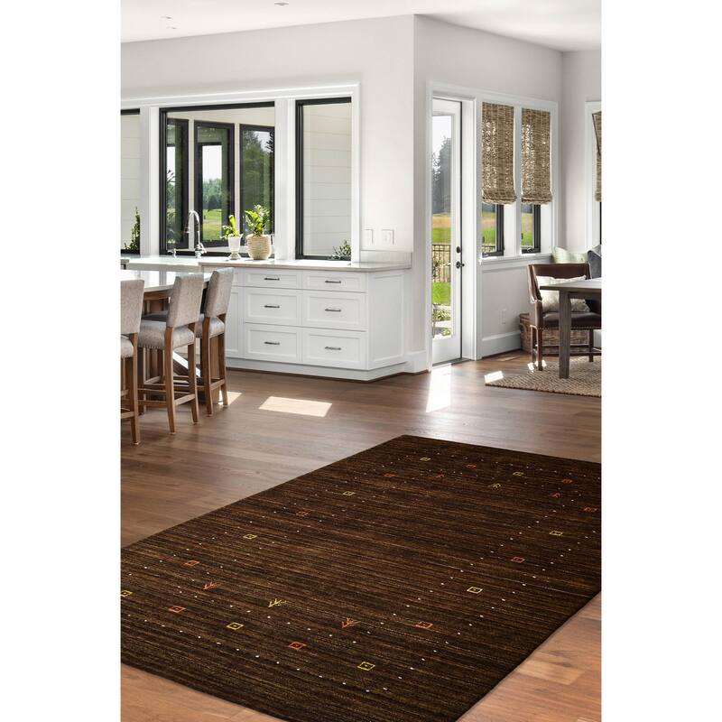 ECARPETGALLERY Hand Loomed Kashkuli Gabbeh Brown Wool Rug - 4'11 x 7'8