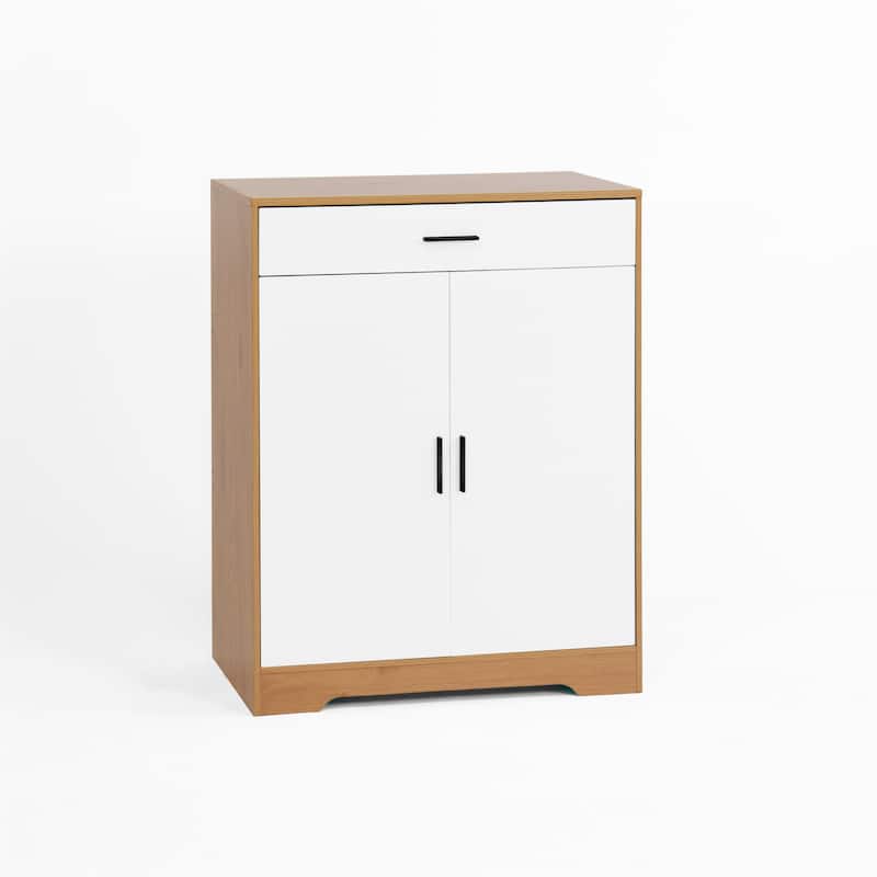 Freestanding Wood Shoe Storage Cabinet w/ 2 Doors ,Adjustable Shelves