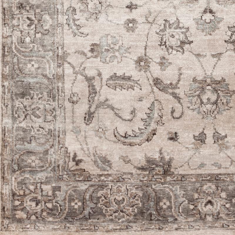 Hand-Knotted Brading Border Viscose Area Rug - 8' x 10' - 8' x 10'