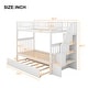 preview thumbnail 6 of 23, Twin over Twin Bunk Bed with Ladder and Full Guardrails Solid Wood Bunk Bed Frame with Trundle and Storage, No Box Spring Needed
