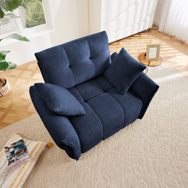 53.94″ Chenille 1-Seater Sofa with Support Cushions & Throw Pillows
