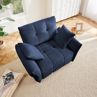 Chenille Upholstered Single Sofa, Ergonomic Reading Lounge Chair, Single Sofa Chair with High-Resilience Support Cushions