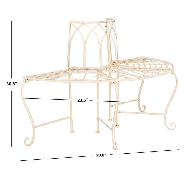 dimension image slide 2 of 4, SAFAVIEH Abia Victorian Wrought Iron 50-inch Outdoor Tree Bench. - 50 in. W x 24 in. D x 31 in. H