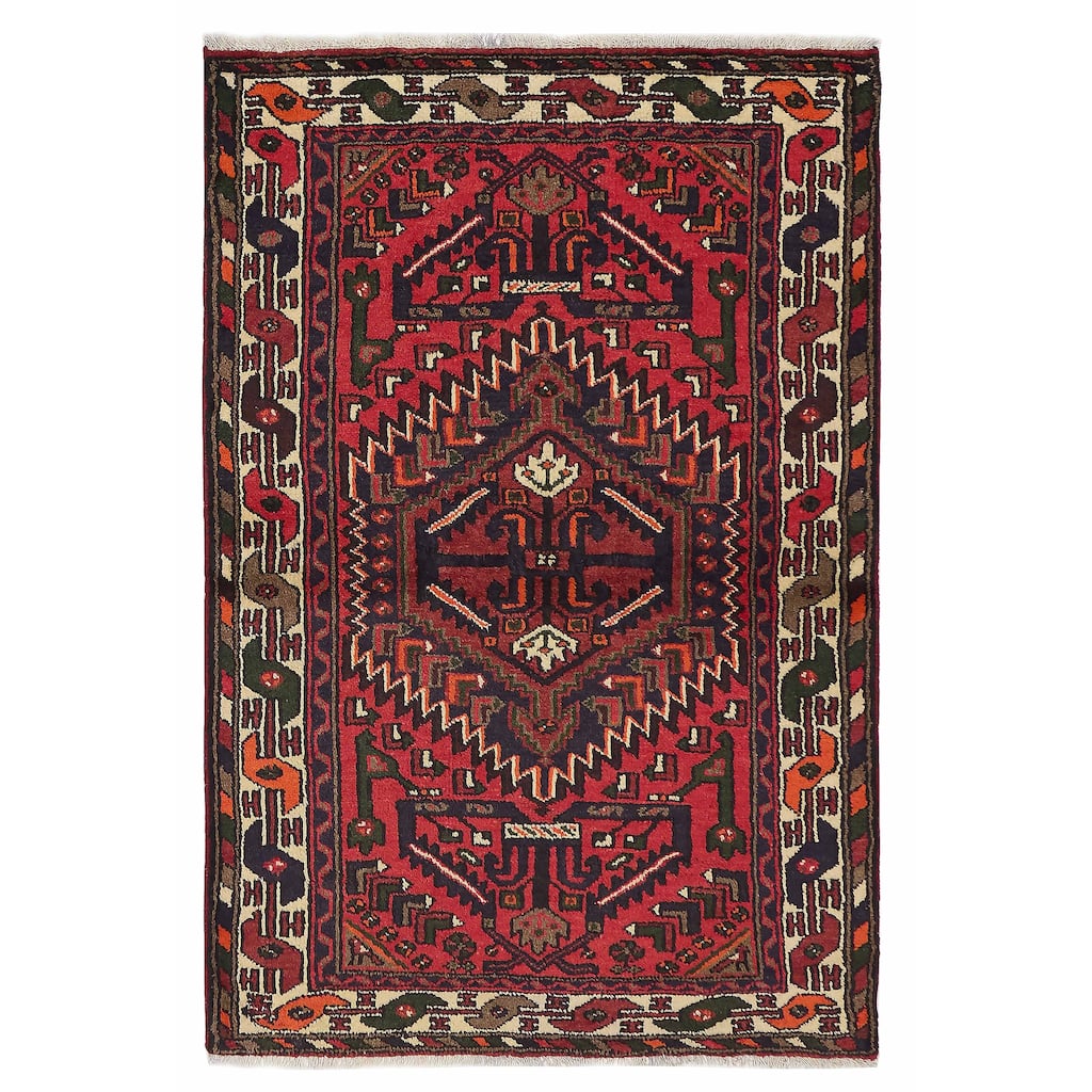 ECARPETGALLERY Hand-knotted Andelz Red Wool Rug - 3'3 x 4'10