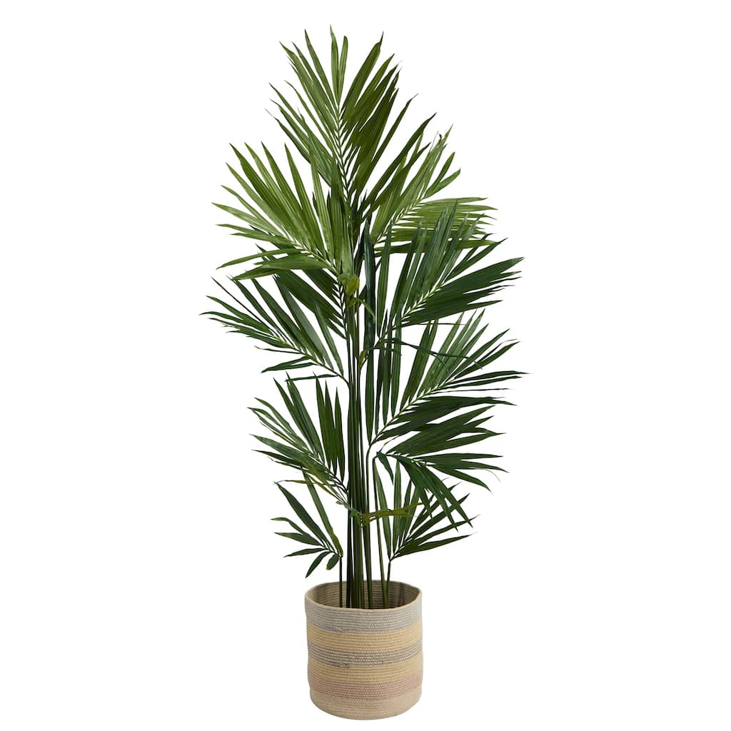 7Ft Artificial Palm Tree with Planter - Tropical Indoor Outdoor Decor - Green