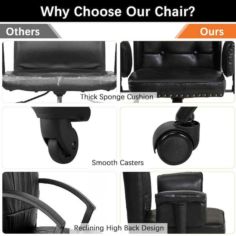 Javlergo Adjustable Home Office Desk Chair Desk Chair Executive Office Chair Computer Chair Ergonomic Mid Back with 360° Swivel