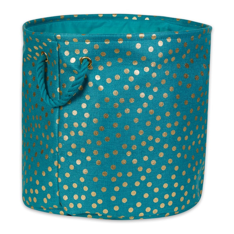 Polyester Bin Dots, Gold-Black Round Large 15x16x16 - 15x16x16"