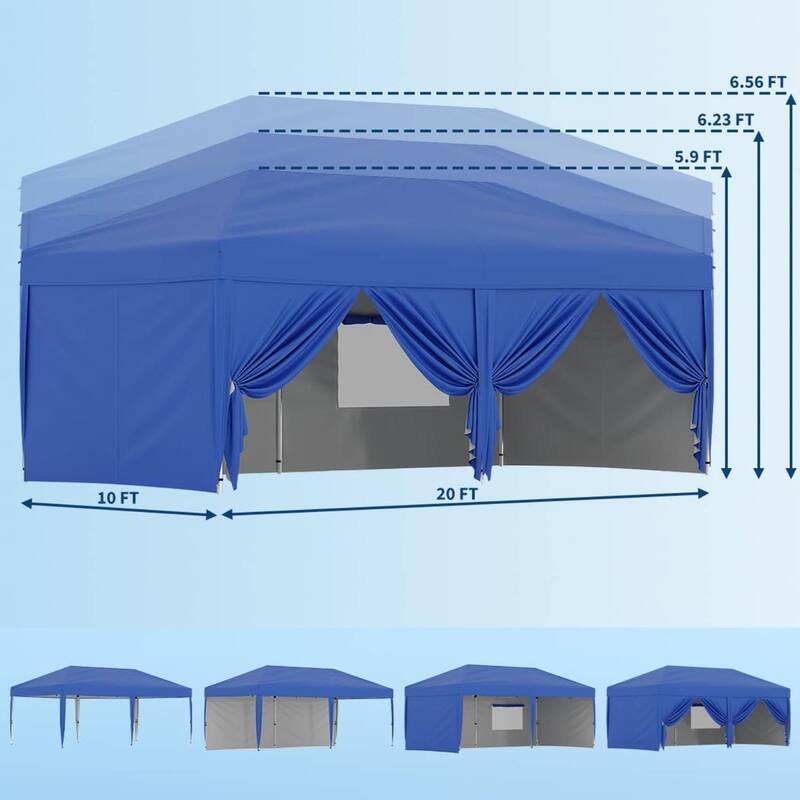 10x20 Pop Up Canopy Tent Outdoor with 6 Removable Sidewalls