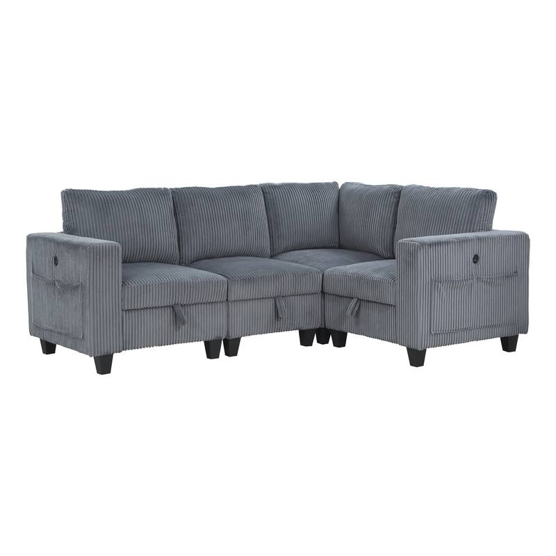Kenlis 4-Piece Modular Sectional Sofa with Storage - Dark Gray