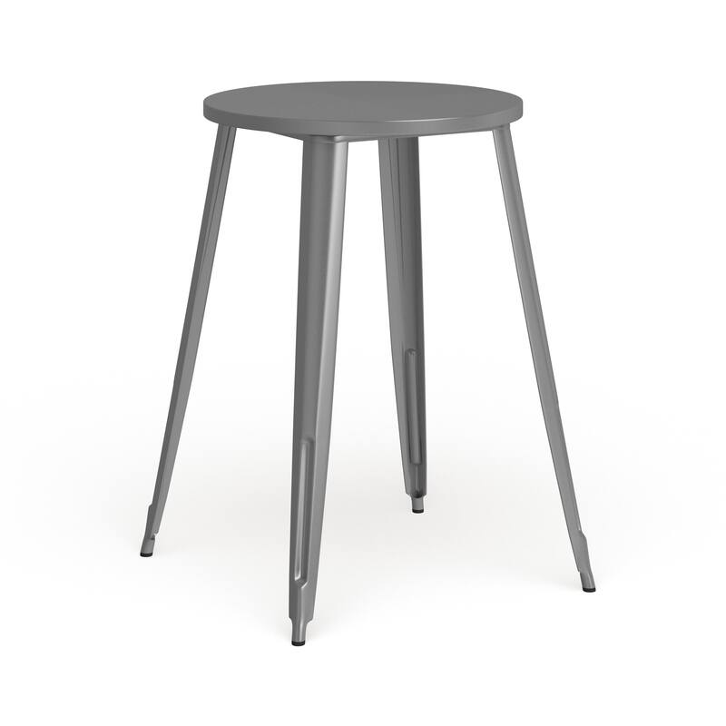 30'' Round Metal Indoor-Outdoor Bar Height Table - Silver