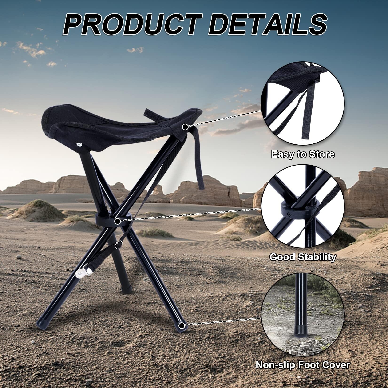 Folding Tripod Camping Stool︱Tri-Leg Slacker Chair Super Compact