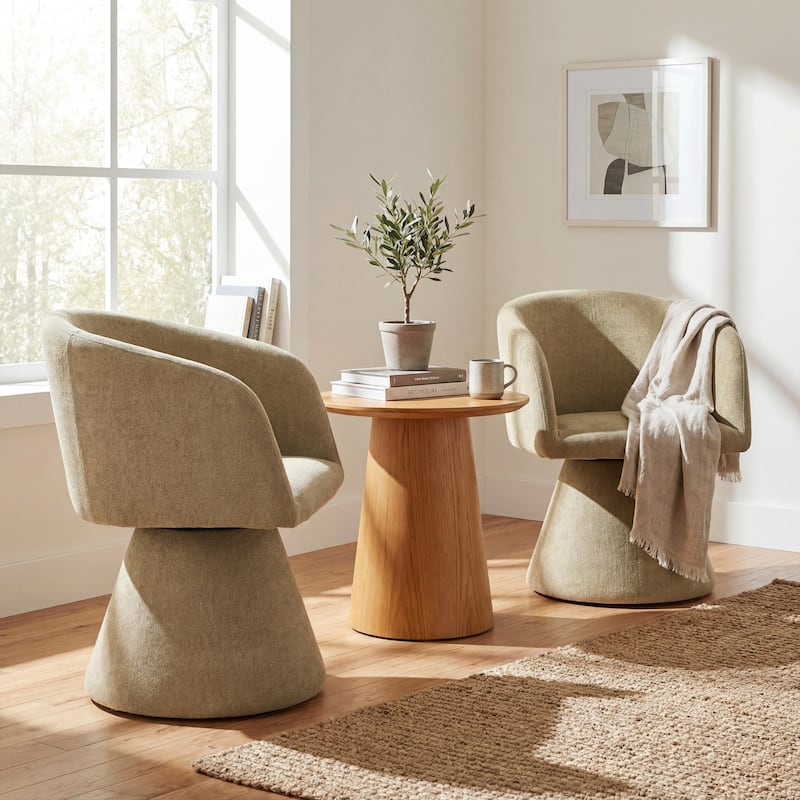 Christopher Knight Home - 180° Swivel Upholstered Dining Chairs with Metal Frame (Set of 2) - Light Green