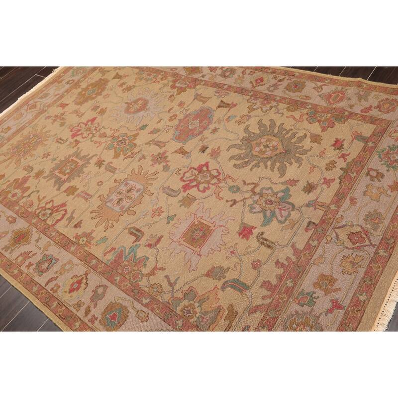 Hand Knotted Tan,Gray Soumak Wool Traditional Oriental Area Rug (6x9) - 6' x 8' 9''