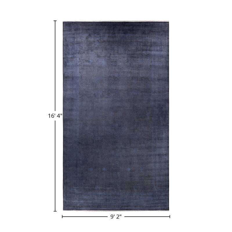 Overton Hand Knotted Wool Vintage Inspired Modern Contemporary Overdyed Gray Area Rug - 9' 2" x 16' 4"