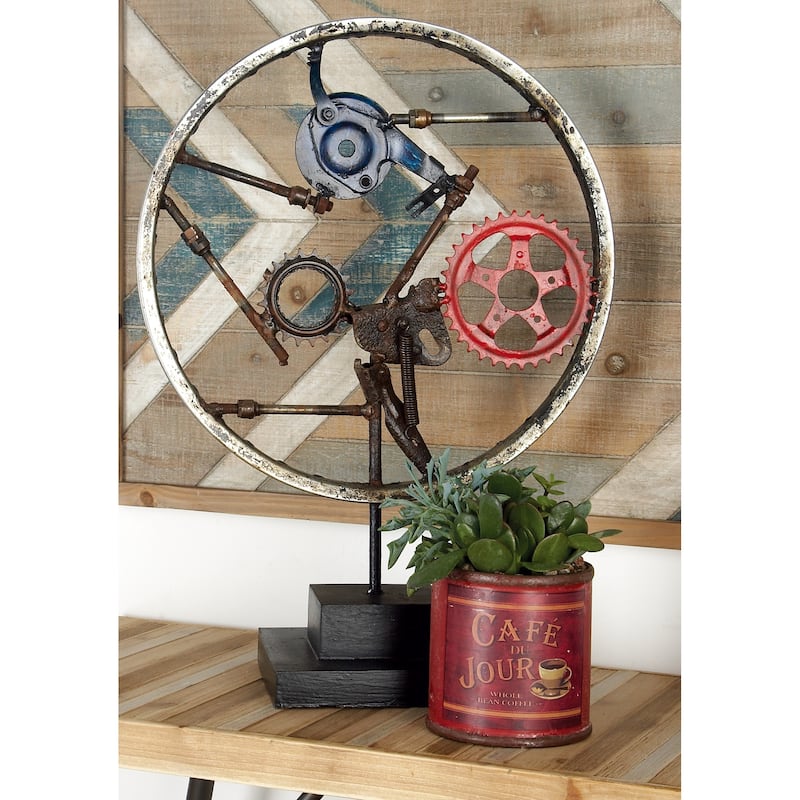 Grey Iron Industrial Sculpture Wheel 23 x 16 x 8 - 16 x 8 x 23