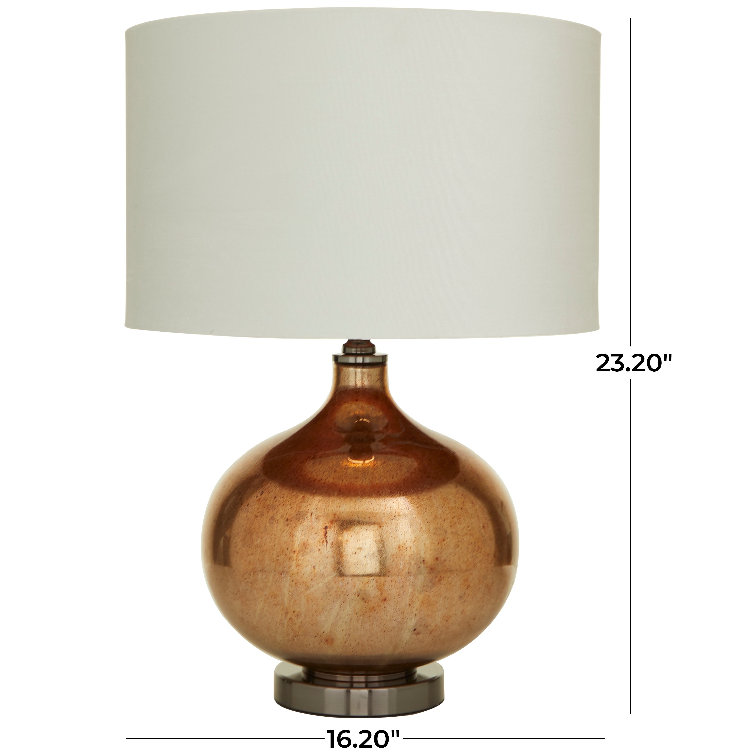 Copper Glass Gourd Style Base Table Lamp with Drum Shade