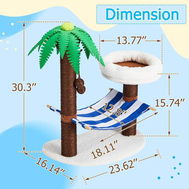 EROMMY Cat Tree – Multi-Level Cat Tower with Sisal Scratching Posts & Swing Ball, Modern Cat Furniture for Indoor Cats