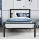 preview thumbnail 2 of 8, Twin Size Metal Platform Bed Frame with Wave-Style Headboard, Durable Quiet Support System