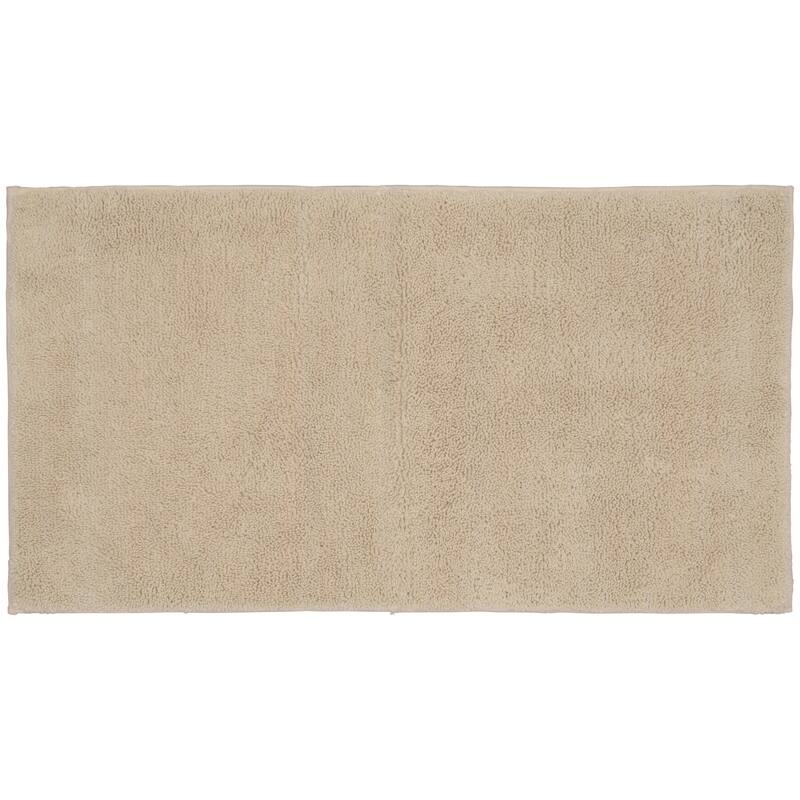 Queen Cotton Washable Bathroom Rug, or Set in Natural