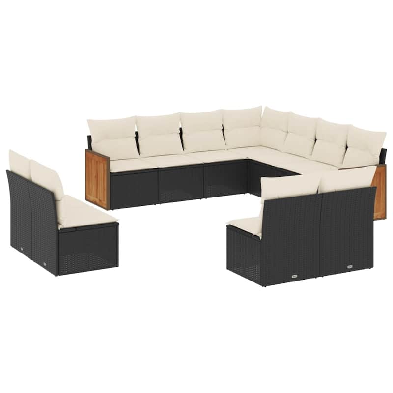 vidaXL Patio Sofa Set with Cushions Outdoor Conversation Furniture Poly Rattan