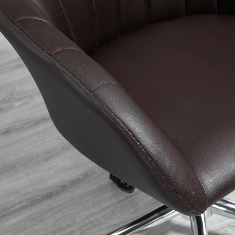 Vinsetto Mid Back Home Office Chair Computer Desk Chair with PU Leather, Adjustable Height, Swivel Wheels for Study, Bedroom