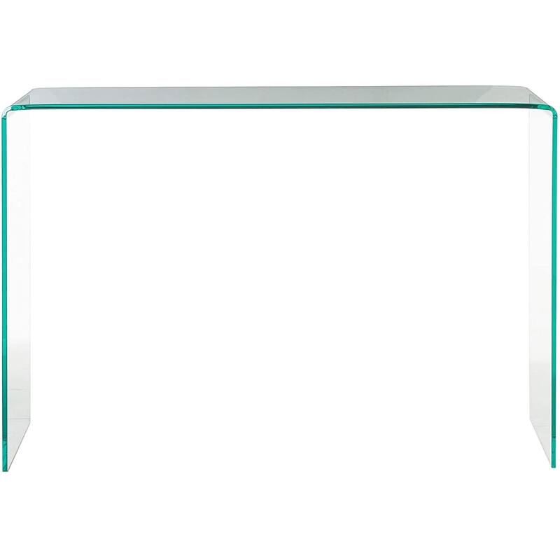 Modern Contemporary Bent Glass Entryway Console Table, 32" height, Clear