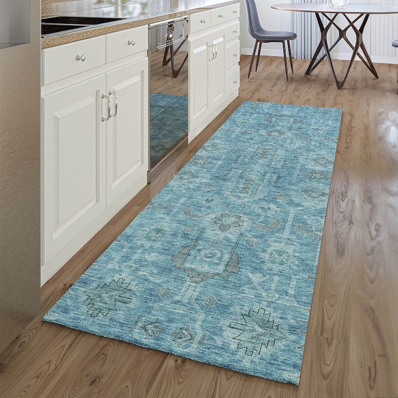 Premium Washable Super Soft Traditional Global Mayfield Rug - Blue - 2' 3" x 7' 6" - Runner