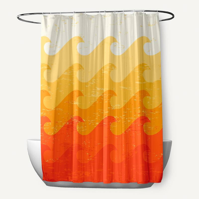 Deep Sea Geometric Print Shower Curtain - Yellow