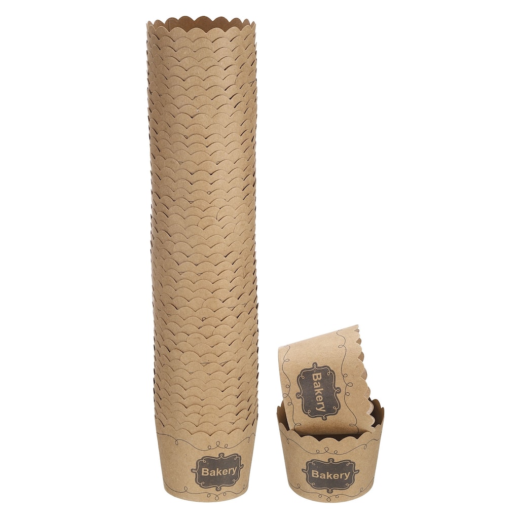 50Pcs Paper Baking Cups Brown Kraft Paper Muffins Liner Cupcake Bakery