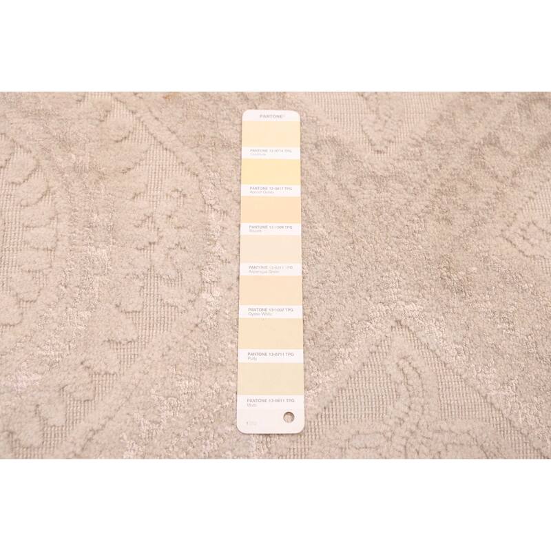 ECARPETGALLERY Hand Loomed Elysian Light Khaki Viscose, Wool Rug - 7'10 x 9'10