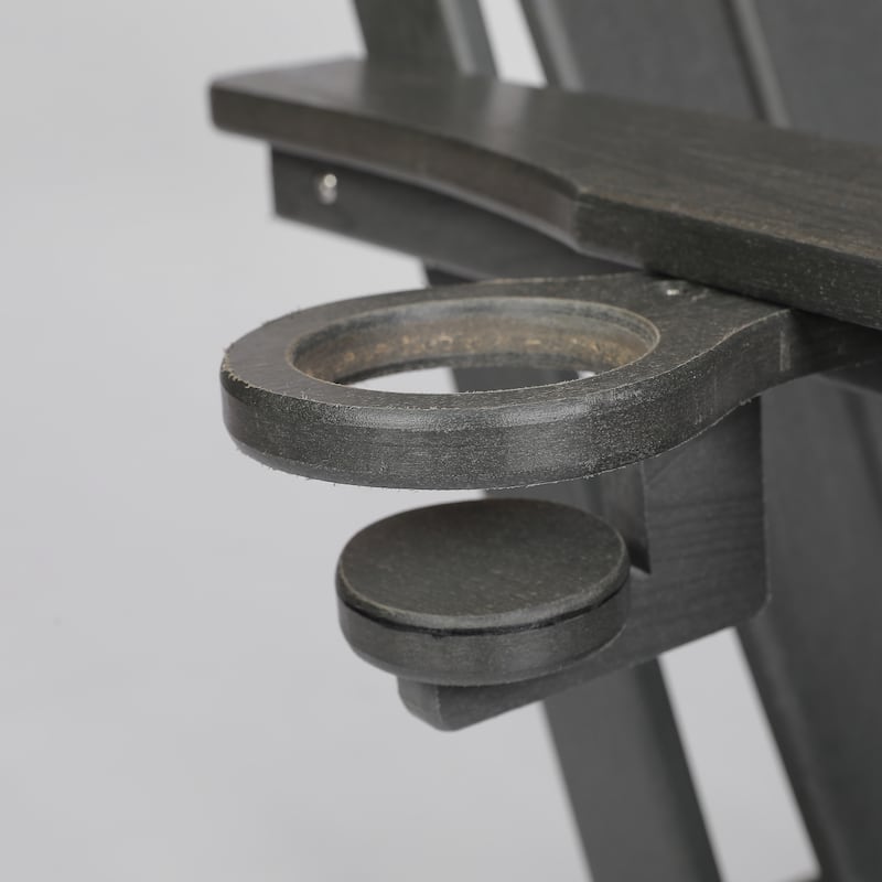 Folding Adirondack Chair Gray Outdoor Chair with Cup Holder, Arm Chair Reading Chair Accent Chair Side Chair