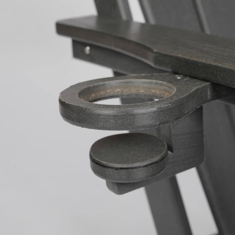 HDPE Folding Adirondack Chair with Dual Cup Holder - Composite Adirondack Chair with Wood Texture