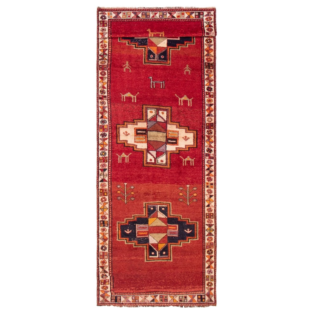 ECARPETGALLERY Hand-knotted Melis Vintage Red Wool Rug - 4'5 x 13'4