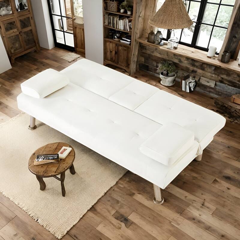 Velvet Convertible Folding Sleeper Sofa Bed with Removable Armrests
