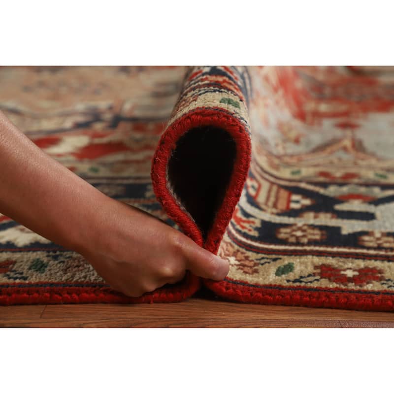 Hand Knotted Oriental 100% Wool Carpet Traditional Medallion Red Heriz (serapi) Area Rug - 11' 10'' X 8' 11''
