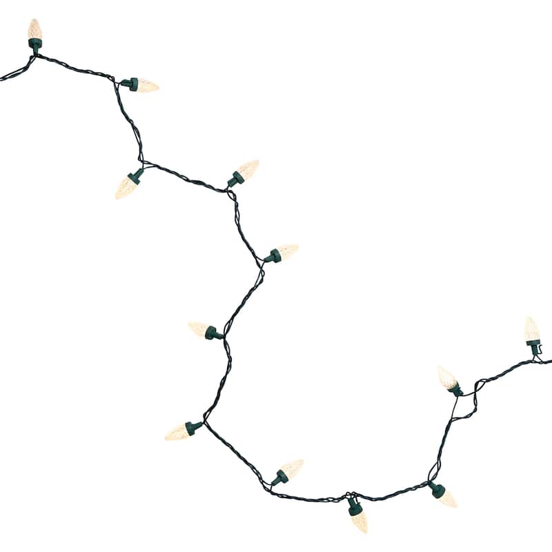 50 Count Warm White LED C7 Christmas Lights 20.25 ft Green Wire