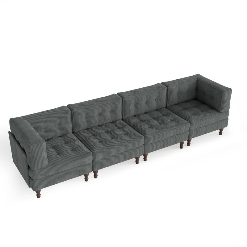 UIXE 4-Piece Corduroy Upholstered Modular Sectional Sofa for Living Room
