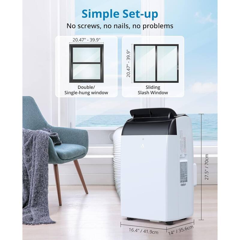 12,000 BTU Portable Air Conditioner with Remote Control for Rooms Up to 550 Sq Ft
