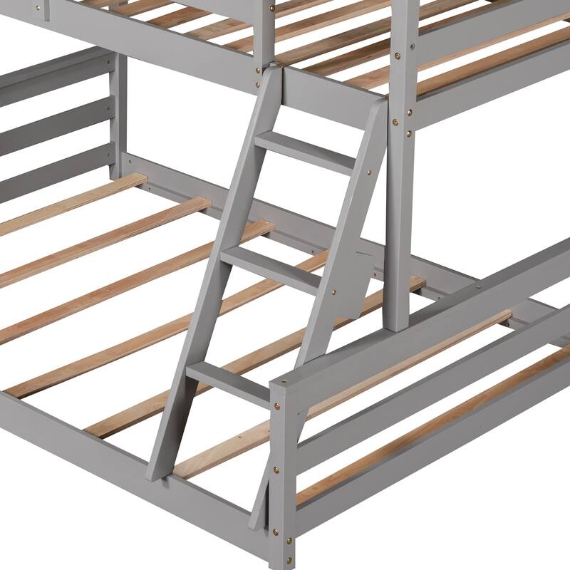 Twin over Full House Bunk Bed with Built-in Ladder