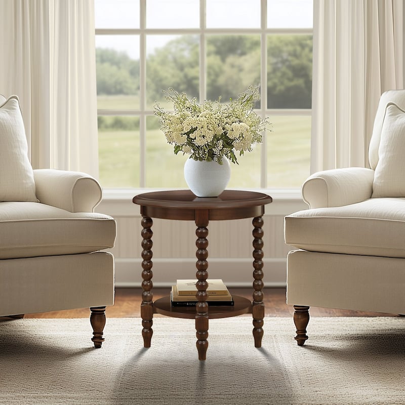Martha Stewart Philippe Round End Table with Shelf - 20"Dia x 24"H